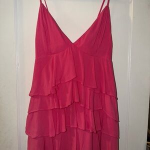 Hollister Fuchsia Tiered Ruffle Spaghetti Strap Dress